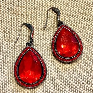 Orange Glass Stone Drop Earrings